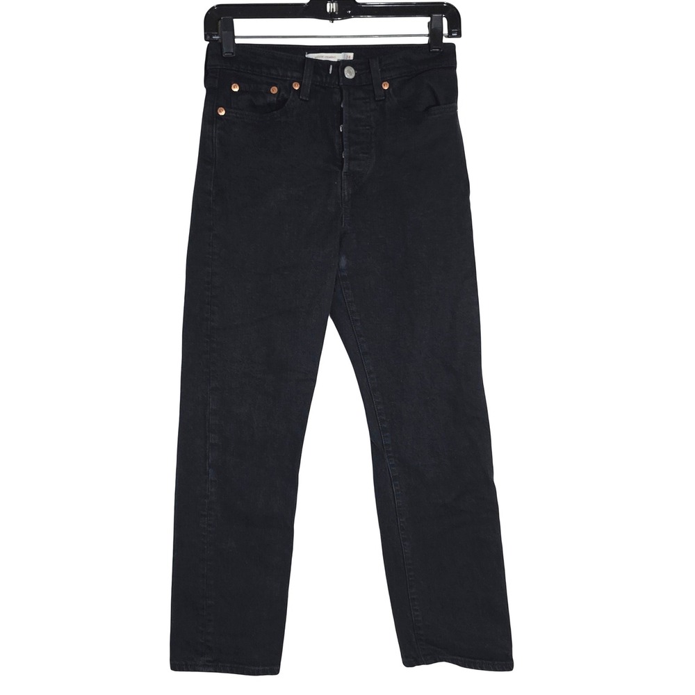 Levi's Premium Wedgie Straight Women's 24 Black High Rise Button Fly Jeans Good